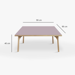 Domusnord Sofabord Room Kvadratisk Lounge Table  med linoleum og eg kant 90x90cm