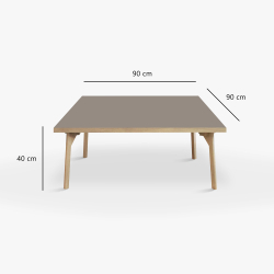 Domusnord Sofabord Room Kvadratisk Lounge Table  med linoleum og eg kant 90x90cm