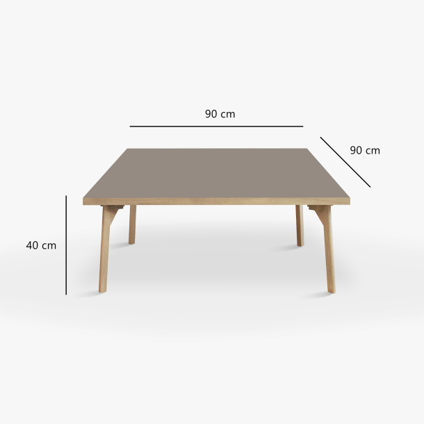 Domusnord Sofabord Room Kvadratisk Lounge Table  med linoleum og eg kant 90x90cm