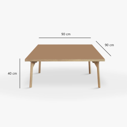 Domusnord Sofabord Room Kvadratisk Lounge Table  med linoleum og eg kant 90x90cm