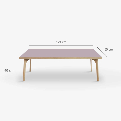 Domusnord Coffee table Room Lounge Table - with linoleum and oak edge 120x60