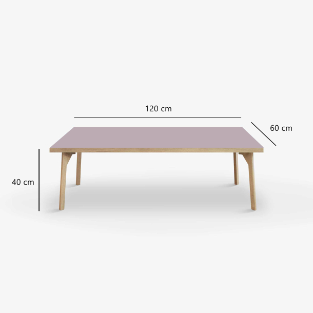 Domusnord Coffee table Room Lounge Table - with linoleum and oak edge 120x60