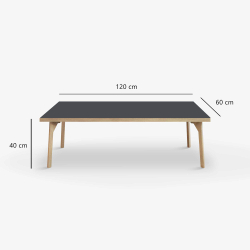 Domusnord Coffee table Room Lounge Table - with linoleum and oak edge 120x60