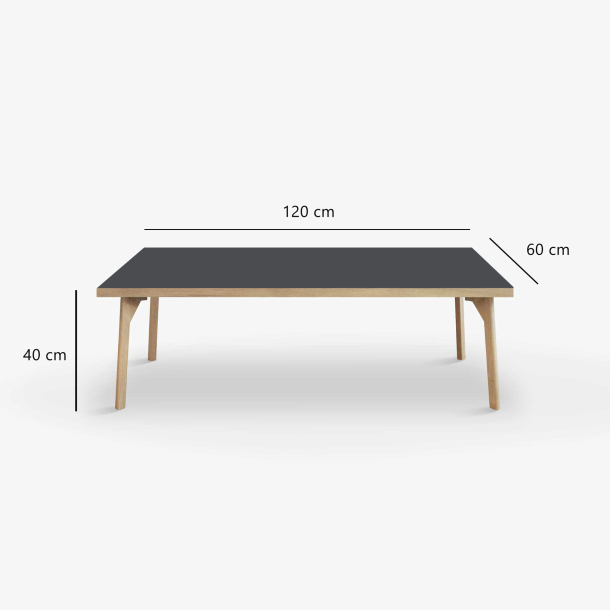 Domusnord Coffee table Room Lounge Table - with linoleum and oak edge 120x60