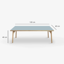 Domusnord Coffee table Room Lounge Table - with linoleum and oak edge 120x60