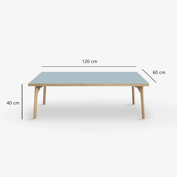 Domusnord Coffee table Room Lounge Table - with linoleum and oak edge 120x60
