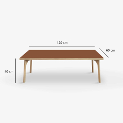 Domusnord Coffee table Room Lounge Table - with linoleum and oak edge 120x60