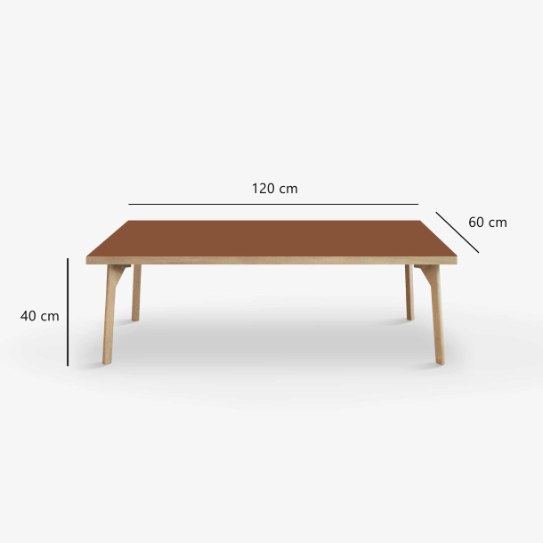 Domusnord Coffee table Room Lounge Table - with linoleum and oak edge 120x60