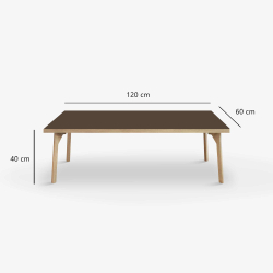 Domusnord Coffee table Room Lounge Table - with linoleum and oak edge 120x60