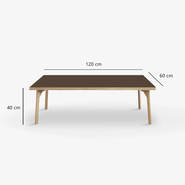Domusnord Coffee table Room Lounge Table - with linoleum and oak edge 120x60
