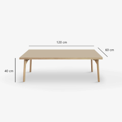 Domusnord Coffee table Room Lounge Table - with linoleum and oak edge 120x60