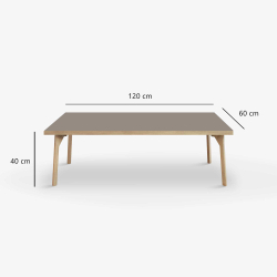 Domusnord Coffee table Room Lounge Table - with linoleum and oak edge 120x60