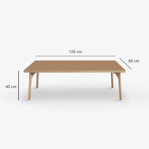 Domusnord Coffee table Room Lounge Table - with linoleum and oak edge 120x60