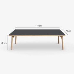 Domusnord Coffee table Room Lounge Table - with linoleum and oak edge 140x70