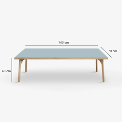 Domusnord Coffee table Room Lounge Table - with linoleum and oak edge 140x70