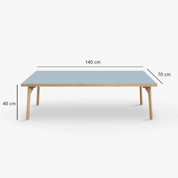 Domusnord Coffee table Room Lounge Table - with linoleum and oak edge 140x70