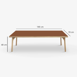 Domusnord Coffee table Room Lounge Table - with linoleum and oak edge 140x70