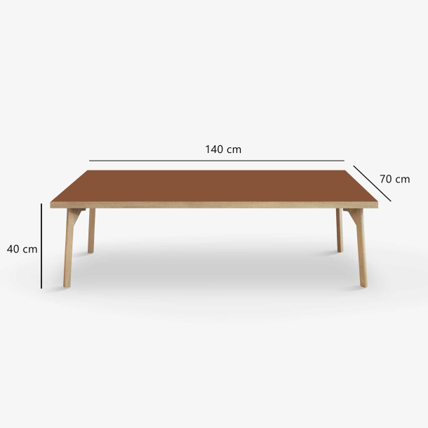 Domusnord Coffee table Room Lounge Table - with linoleum and oak edge 140x70