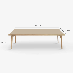 Domusnord Coffee table Room Lounge Table - with linoleum and oak edge 140x70