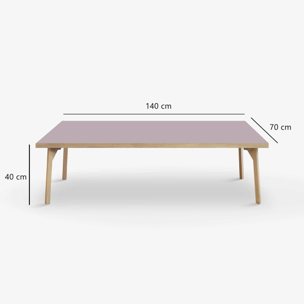 Domusnord Coffee table Room Lounge Table - with linoleum and oak edge 140x70