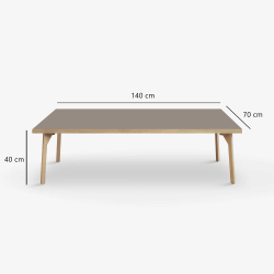 Domusnord Coffee table Room Lounge Table - with linoleum and oak edge 140x70