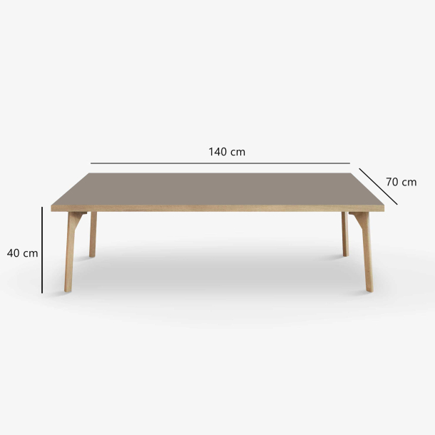 Domusnord Coffee table Room Lounge Table - with linoleum and oak edge 140x70
