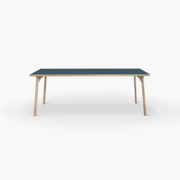 Domusnord Room Linoleum Eettafel van Eikenhout 200 x 90 cm - Smokey Blue / Blauw