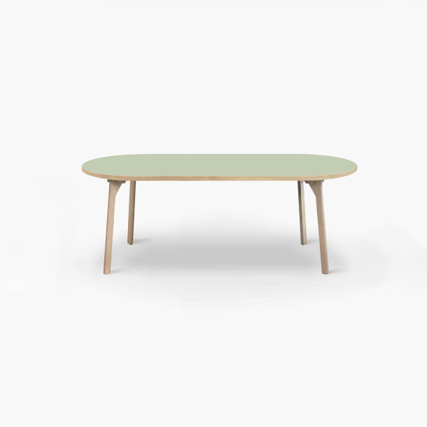 Domusnord Room Ovalt Linoleums Spisebord i Eg 180 x 110 cm i 21 farver Lysegr&oslash;n (Pistachio)