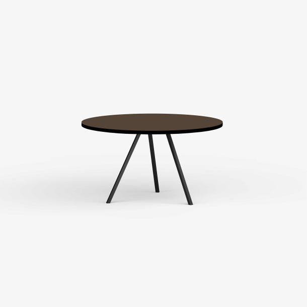 Domusnord Line View Linoleums rundt Spisebord sort kant 110 cm i 19 farver