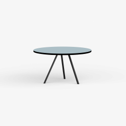 Domusnord Line View Linoleums rundt Spisebord sort kant 110 cm i 19 farver