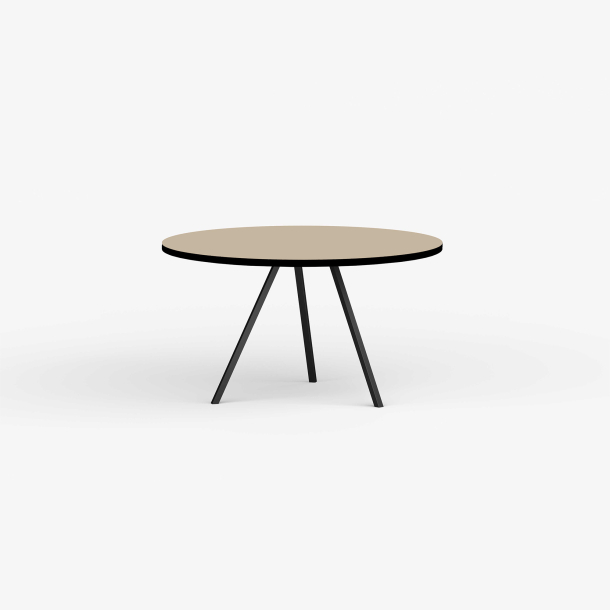 Domusnord Line View Linoleums rundt Spisebord sort kant 110 cm i 19 farver