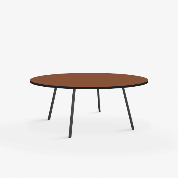 Domusnord Line View Linoleums stort rundt Spisebord sort kant 130 cm i 19 farver