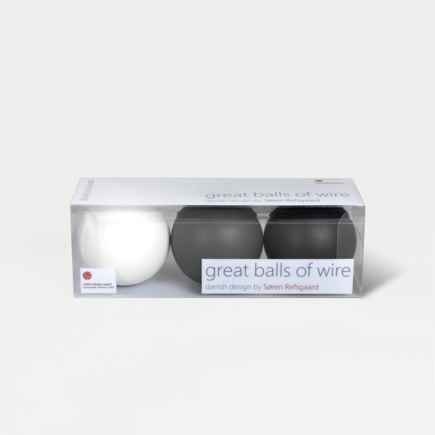 Domusnord Great Balls of Wire  3er-Set Kabelverstecker Kugeln  Mix Wei/Grau/Schwarz