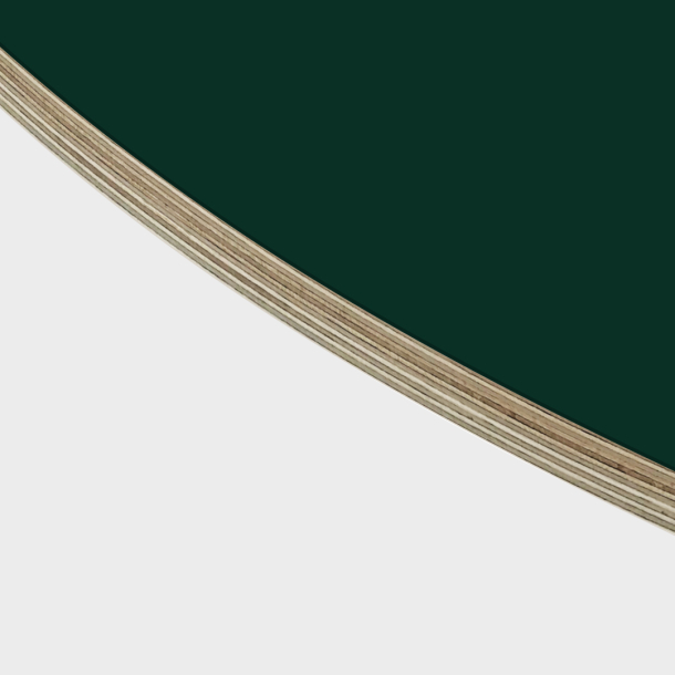 Domusnord Rund Linoleums Bordplade krydsfinr 21 mm  Conifer mrkegrn i alle ml