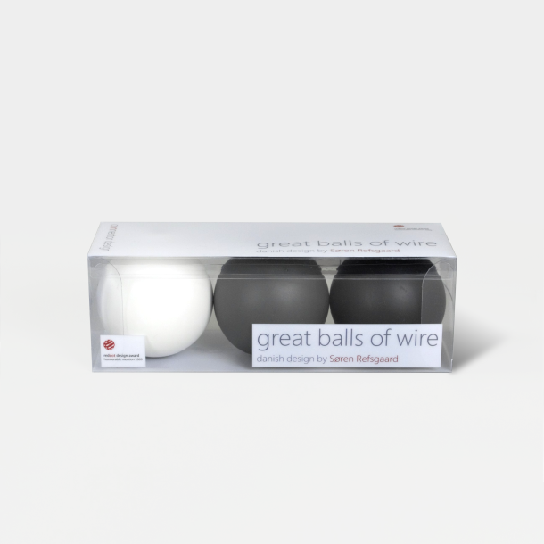 Domusnord Great Balls of Wire 3 stk. ledningsskjuler bolde - Mix hvid/gr/sort