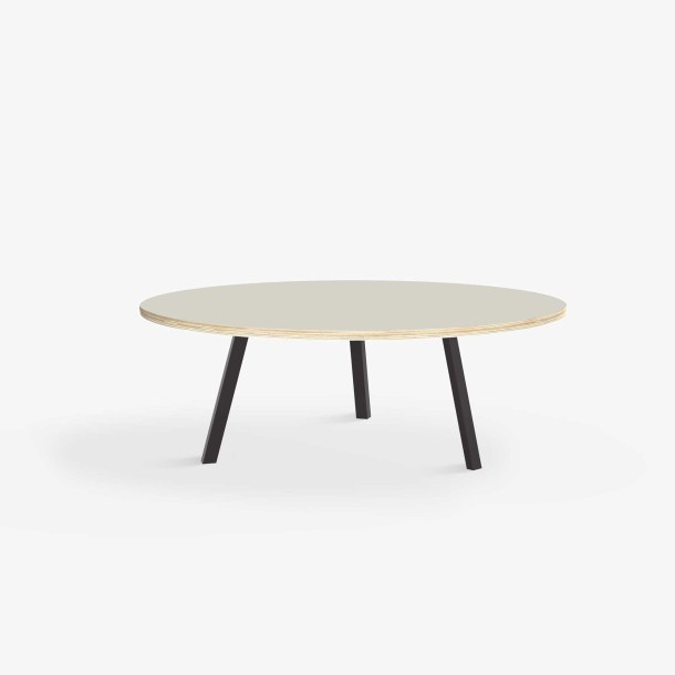 Domusnord LV Round Lounge Table  rundt sofabord med linoleum og krydsfinr kant - 90