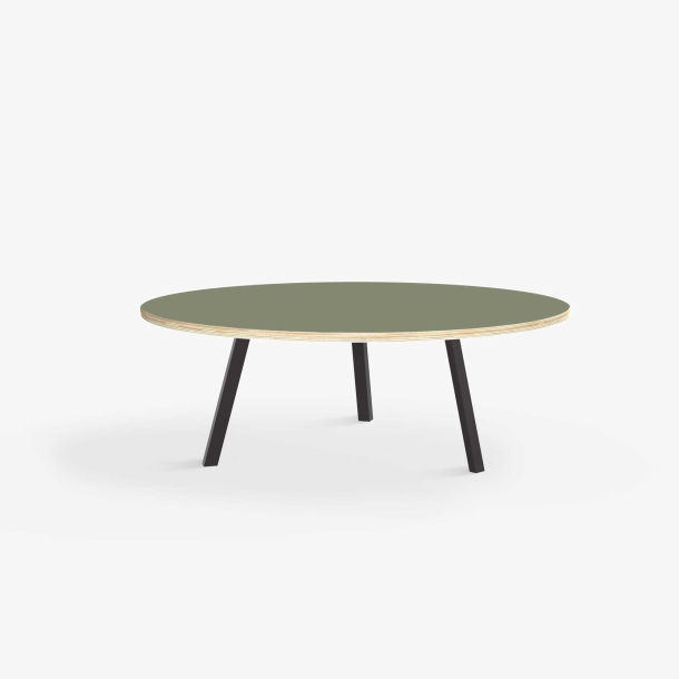 Domusnord LV Round Lounge Table  rundt sofabord med linoleum og krydsfinr kant - 90
