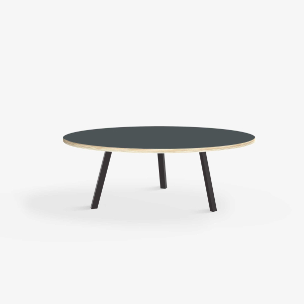 Domusnord LV Round Lounge Table  rundt sofabord med linoleum og krydsfinr kant - 90