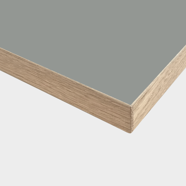 Domusnord Linoleum Table Top with Oak Edge 30 mm - Ash Grey all measures