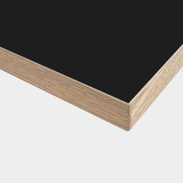 Domusnord Linoleum Table Top with Oak Edge 30 mm - Nero Black all measures