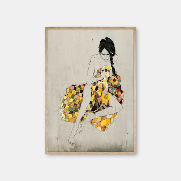 Ditte Srensen Melancholic Woman in Yellow blanket plakat