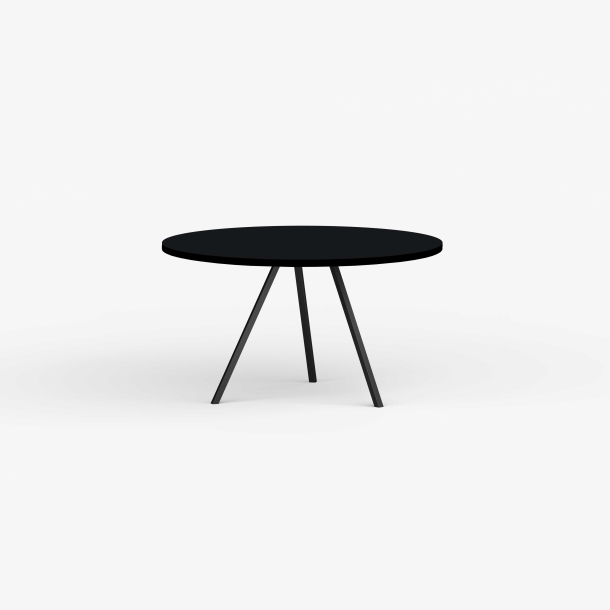 Domusnord Line View Linoleums rundt Spisebord sort kant 110 cm i 19 farver