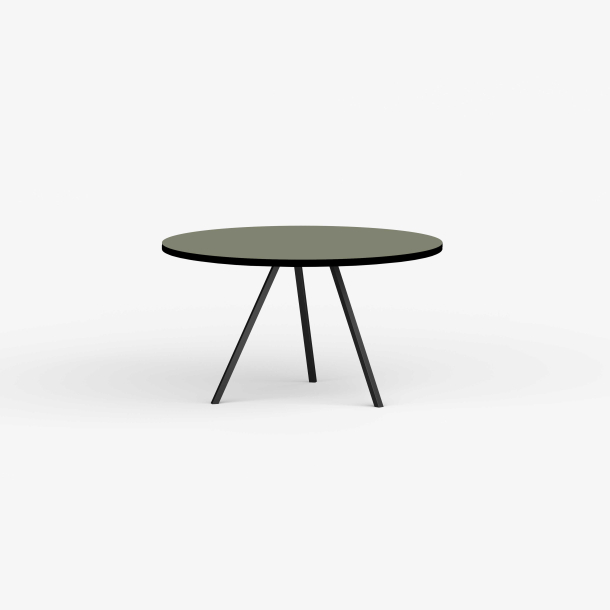 Domusnord Line View Linoleums rundt Spisebord sort kant 110 cm i 19 farver