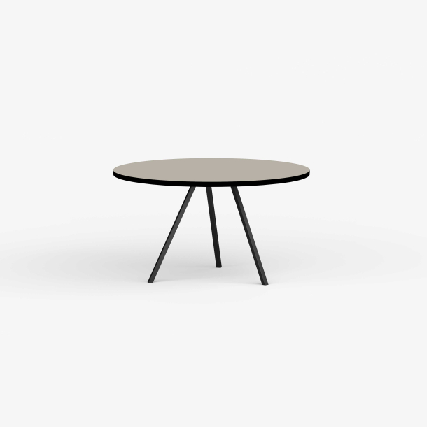 Domusnord Line View Linoleums rundt Spisebord sort kant 110 cm i 19 farver