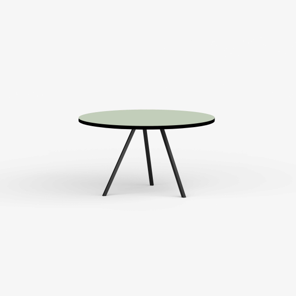 Domusnord Line View Linoleums rundt Spisebord sort kant 110 cm i 19 farver