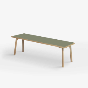 Domusnord Room zitbank met linoleum en eiken rand 150 cm - Olive / Groen