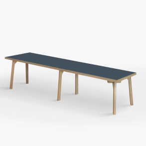 Domusnord Room zitbank met linoleum en eiken rand 200 cm - Smokey Blue / Blauw