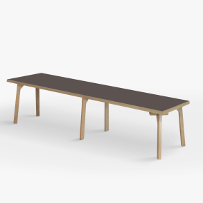 Domusnord Room zitbank met linoleum en eiken rand 200 cm - Mauve / Bruin