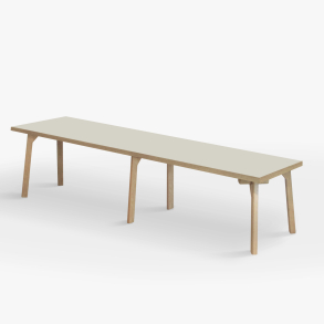 Domusnord Room zitbank met linoleum en eiken rand 200 cm - Mushroom / Beige