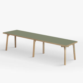 Domusnord Room zitbank met linoleum en eiken rand 200 cm - Olive / Groen